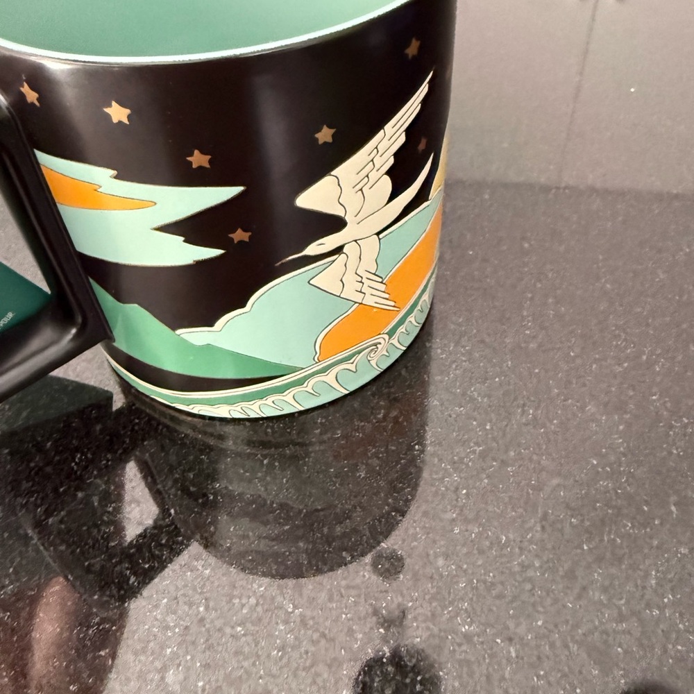 Starbucks Mike Willcox Decorative Mug in Teal and Black with Multicolor Art - Picture 4 of 6